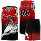 Custom Red Black Eagle Pattern Graffiti Pattern Sports Uniform Basketball Jersey