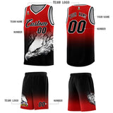 Custom Red Black Eagle Pattern Graffiti Pattern Sports Uniform Basketball Jersey