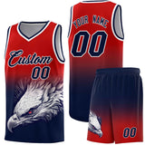 Custom Red Navy Eagle Pattern Graffiti Pattern Sports Uniform Basketball Jersey