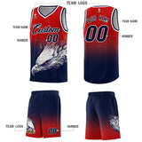Custom Red Navy Eagle Pattern Graffiti Pattern Sports Uniform Basketball Jersey