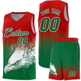 Custom Red Kelly Green Eagle Pattern Graffiti Pattern Sports Uniform Basketball Jersey