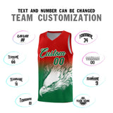 Custom Red Kelly Green Eagle Pattern Graffiti Pattern Sports Uniform Basketball Jersey