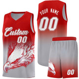 Custom Red Gray Eagle Pattern Graffiti Pattern Sports Uniform Basketball Jersey