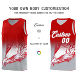 Custom Red Gray Eagle Pattern Graffiti Pattern Sports Uniform Basketball Jersey