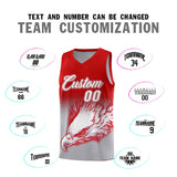 Custom Red Gray Eagle Pattern Graffiti Pattern Sports Uniform Basketball Jersey