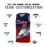 Custom Navy Red Eagle Pattern Graffiti Pattern Sports Uniform Basketball Jersey