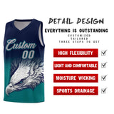 Custom Navy Teal Eagle Pattern Graffiti Pattern Sports Uniform Basketball Jersey