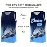 Custom Navy Powder Blue Eagle Pattern Graffiti Pattern Sports Uniform Basketball Jersey