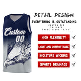 Custom Navy Gray Eagle Pattern Graffiti Pattern Sports Uniform Basketball Jersey