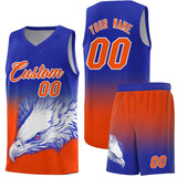 Custom Royal Orange Eagle Pattern Graffiti Pattern Sports Uniform Basketball Jersey