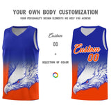 Custom Royal Orange Eagle Pattern Graffiti Pattern Sports Uniform Basketball Jersey