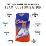 Custom Royal Orange Eagle Pattern Graffiti Pattern Sports Uniform Basketball Jersey