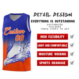 Custom Royal Orange Eagle Pattern Graffiti Pattern Sports Uniform Basketball Jersey