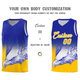 Custom Royal Yellow Eagle Pattern Graffiti Pattern Sports Uniform Basketball Jersey