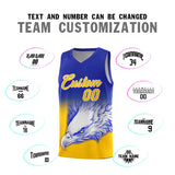 Custom Royal Yellow Eagle Pattern Graffiti Pattern Sports Uniform Basketball Jersey