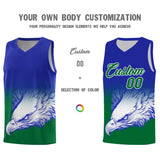 Custom Royal Kelly Green Eagle Pattern Graffiti Pattern Sports Uniform Basketball Jersey