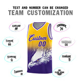 Custom Yellow Purple Eagle Pattern Graffiti Pattern Sports Uniform Basketball Jersey