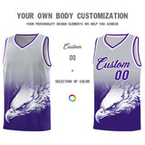 Custom Gray Purple Eagle Pattern Graffiti Pattern Sports Uniform Basketball Jersey