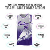 Custom Gray Purple Eagle Pattern Graffiti Pattern Sports Uniform Basketball Jersey