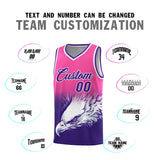 Custom Pink Purple Eagle Pattern Graffiti Pattern Sports Uniform Basketball Jersey