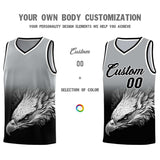 Custom Gray Black Eagle Pattern Graffiti Pattern Sports Uniform Basketball Jersey