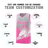 Custom Gray Pink Eagle Pattern Graffiti Pattern Sports Uniform Basketball Jersey