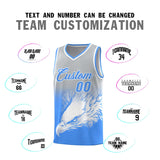 Custom Gray Powder Blue Eagle Pattern Graffiti Pattern Sports Uniform Basketball Jersey