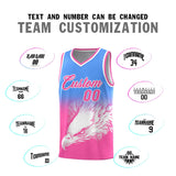 Custom Powder Blue Pink Eagle Pattern Graffiti Pattern Sports Uniform Basketball Jersey