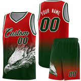 Custom Red Green Eagle Pattern Graffiti Pattern Sports Uniform Basketball Jersey