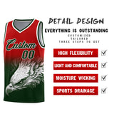 Custom Red Green Eagle Pattern Graffiti Pattern Sports Uniform Basketball Jersey