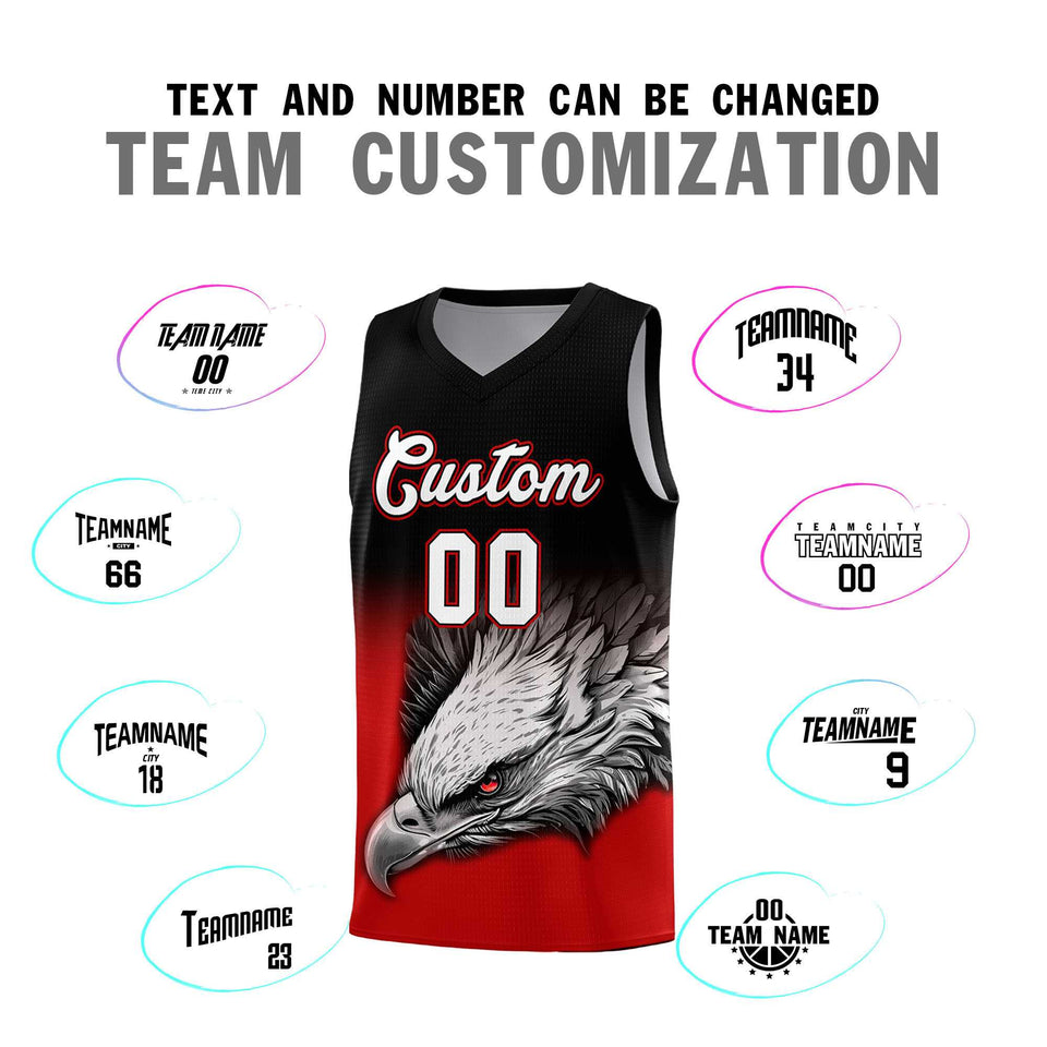 Custom Black Red Eagle Pattern Graffiti Pattern Sports Uniform Basketball Jersey
