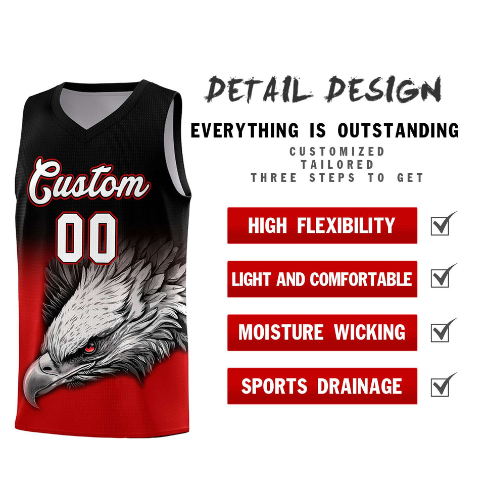 Custom Black Red Eagle Pattern Graffiti Pattern Sports Uniform Basketball Jersey