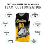 Custom Black Yellow Eagle Pattern Graffiti Pattern Sports Uniform Basketball Jersey