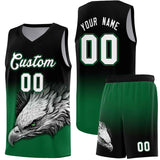 Custom Black Kelly Green Eagle Pattern Graffiti Pattern Sports Uniform Basketball Jersey