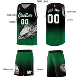 Custom Black Kelly Green Eagle Pattern Graffiti Pattern Sports Uniform Basketball Jersey