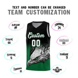 Custom Black Kelly Green Eagle Pattern Graffiti Pattern Sports Uniform Basketball Jersey