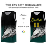 Custom Black Midnight Green Eagle Pattern Graffiti Pattern Sports Uniform Basketball Jersey
