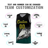 Custom Black Midnight Green Eagle Pattern Graffiti Pattern Sports Uniform Basketball Jersey
