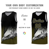 Custom Black Olive Eagle Pattern Graffiti Pattern Sports Uniform Basketball Jersey