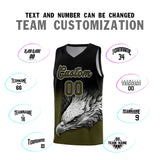Custom Black Olive Eagle Pattern Graffiti Pattern Sports Uniform Basketball Jersey