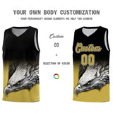 Custom Black Old Gold Eagle Pattern Graffiti Pattern Sports Uniform Basketball Jersey