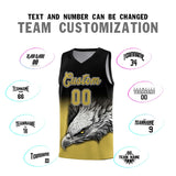 Custom Black Old Gold Eagle Pattern Graffiti Pattern Sports Uniform Basketball Jersey