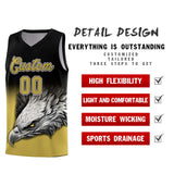 Custom Black Old Gold Eagle Pattern Graffiti Pattern Sports Uniform Basketball Jersey