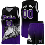 Custom Black Purple Eagle Pattern Graffiti Pattern Sports Uniform Basketball Jersey
