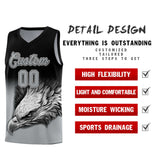 Custom Black Gray Eagle Pattern Graffiti Pattern Sports Uniform Basketball Jersey