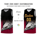 Custom Black Crimson Eagle Pattern Graffiti Pattern Sports Uniform Basketball Jersey