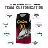 Custom Black Crimson Eagle Pattern Graffiti Pattern Sports Uniform Basketball Jersey