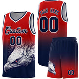 Custom Red Navy Eagle Pattern Graffiti Pattern Sports Uniform Basketball Jersey