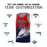 Custom Red Navy Eagle Pattern Graffiti Pattern Sports Uniform Basketball Jersey