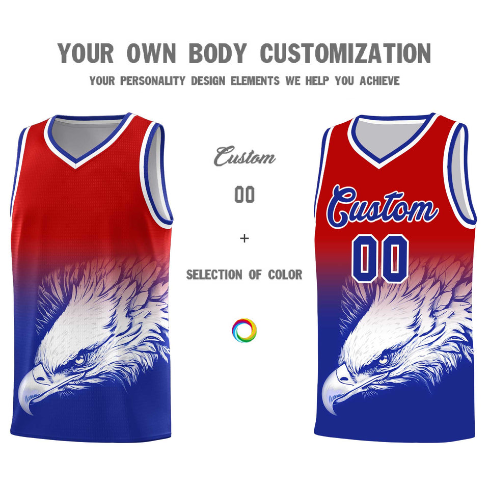 Custom Red Royal Eagle Pattern Graffiti Pattern Sports Uniform Basketball Jersey
